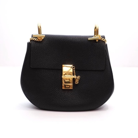 Chloe Handbags - Chloe Black Gold Leather Drew Crossbody Bag